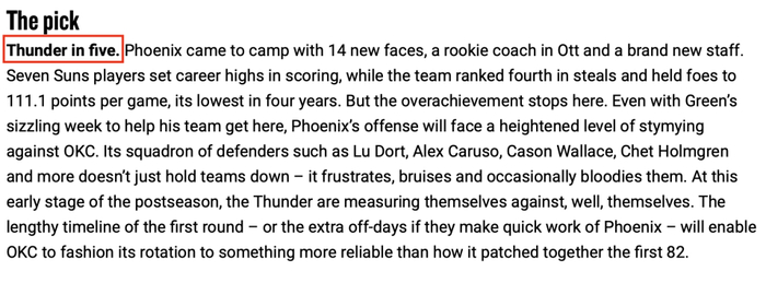 雷霆季后赛迎战太阳 官方看好4-1晋级下一轮